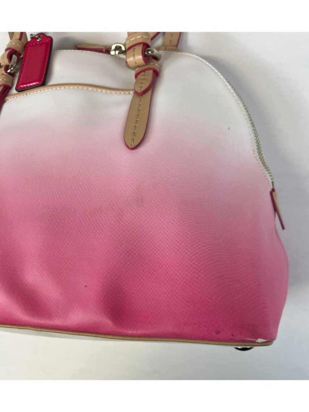 VintageCoach Dome Satchel F29262 Pink White Ombre Handbag - Picture 9 of 11